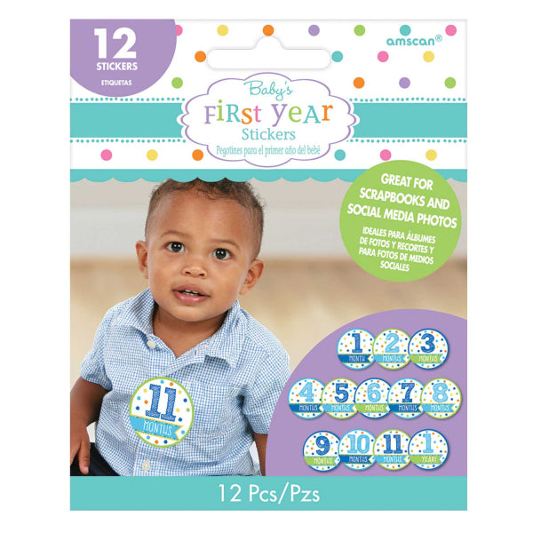 Baby Boy Month Stickers 12PK