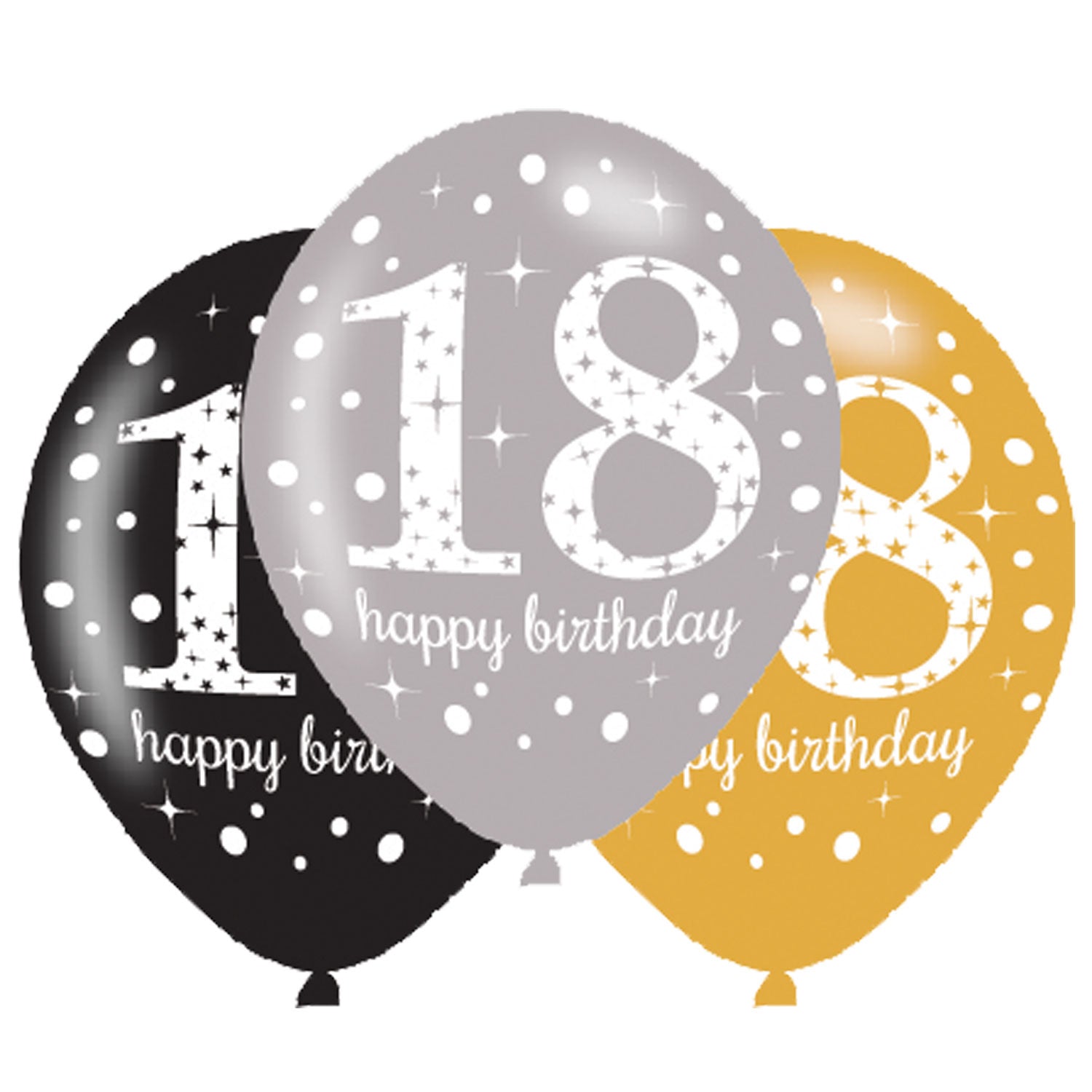 Gold Sparkl 18th Balloons 6pk