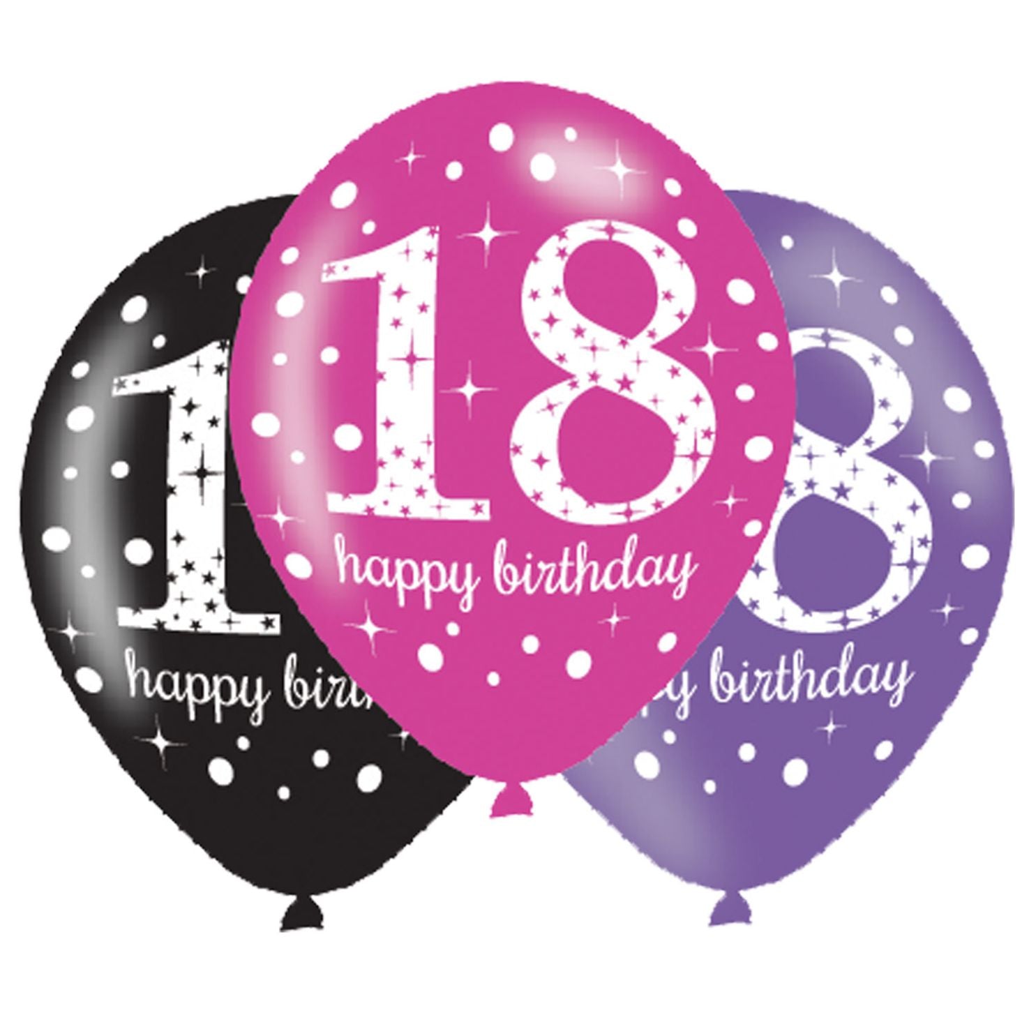 Pink Sparkl 18th Balloons 6pk
