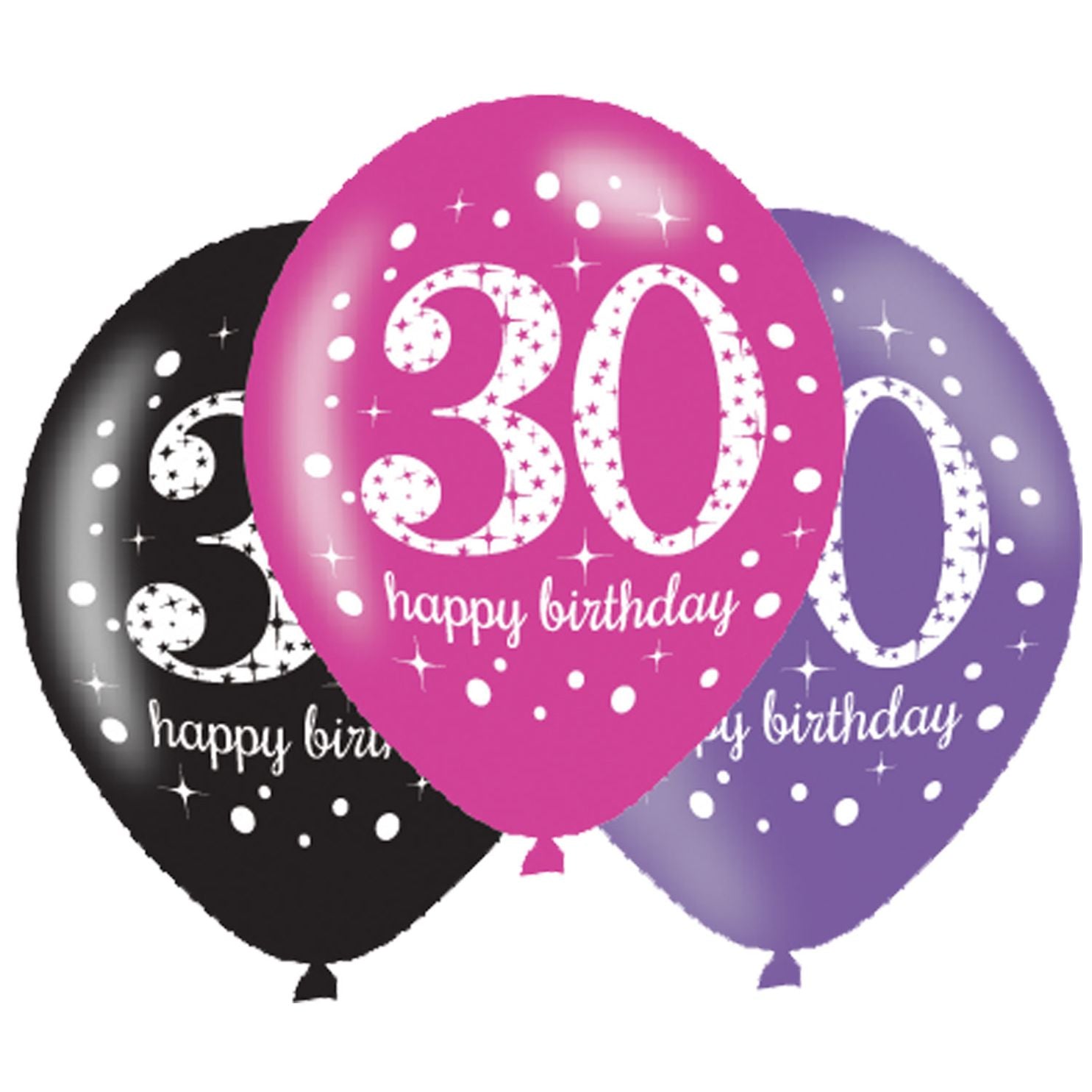 Pink Sparkl 30th Balloons 6pk
