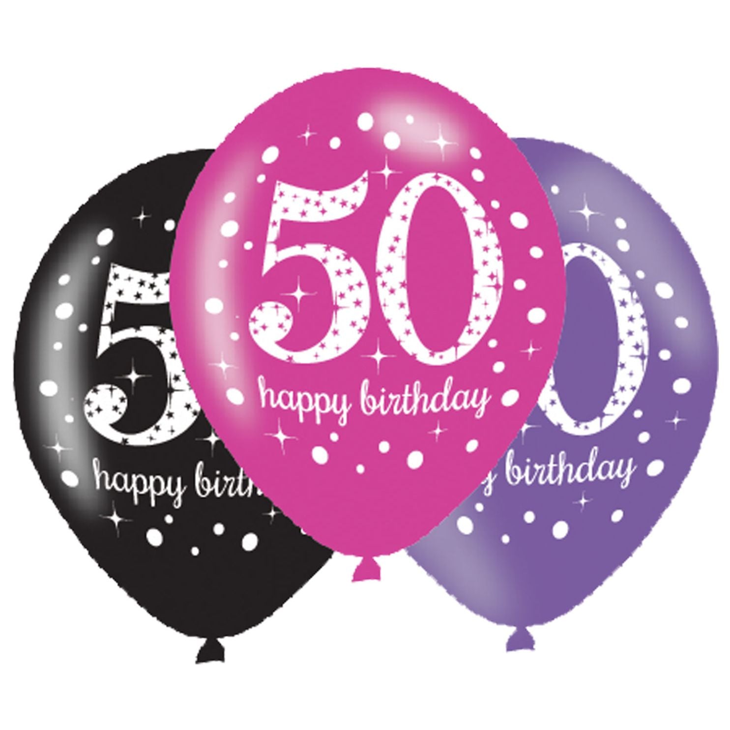 Pink Sparkl 50th Balloons 6pk