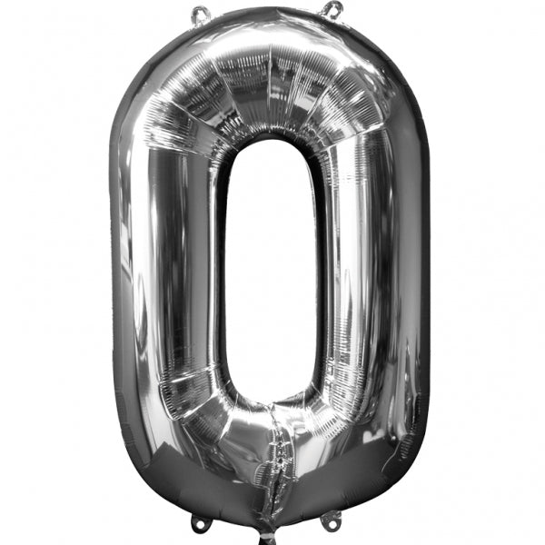 Num 0 Silver Large Balloon