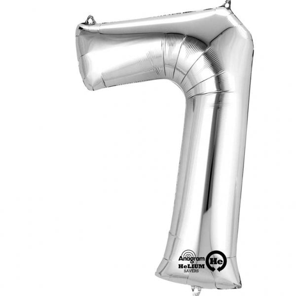 Num 7 Silver Large Balloon