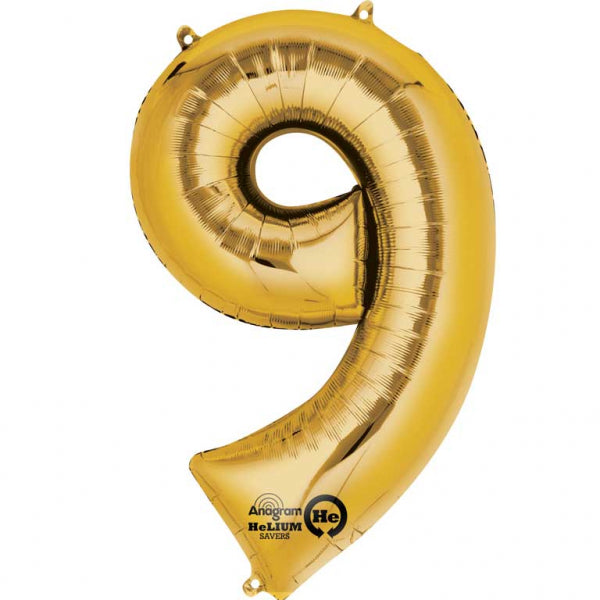 Num 9 Gold Large Balloon