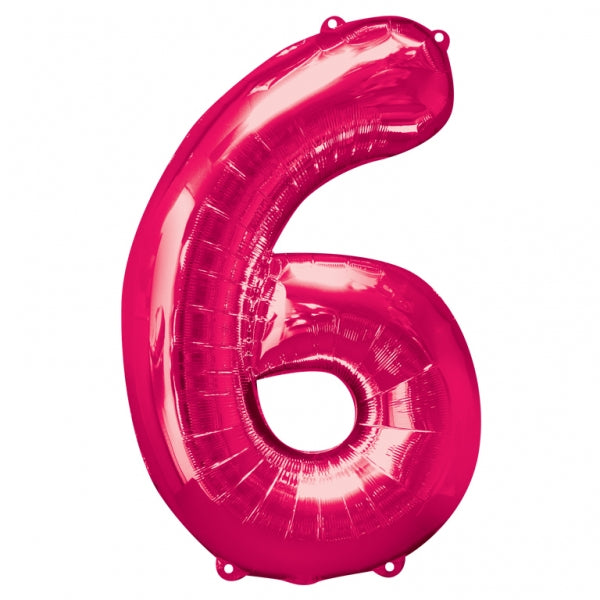 Num 6 Pink Large Balloon