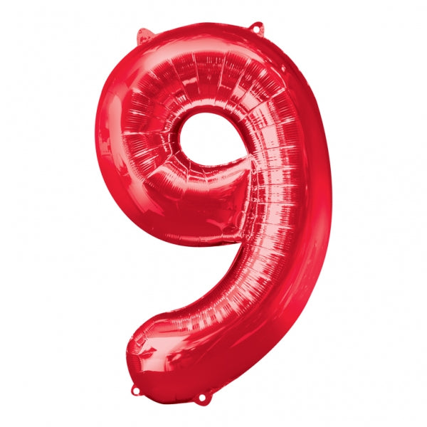 Num 9 Red Large Balloon