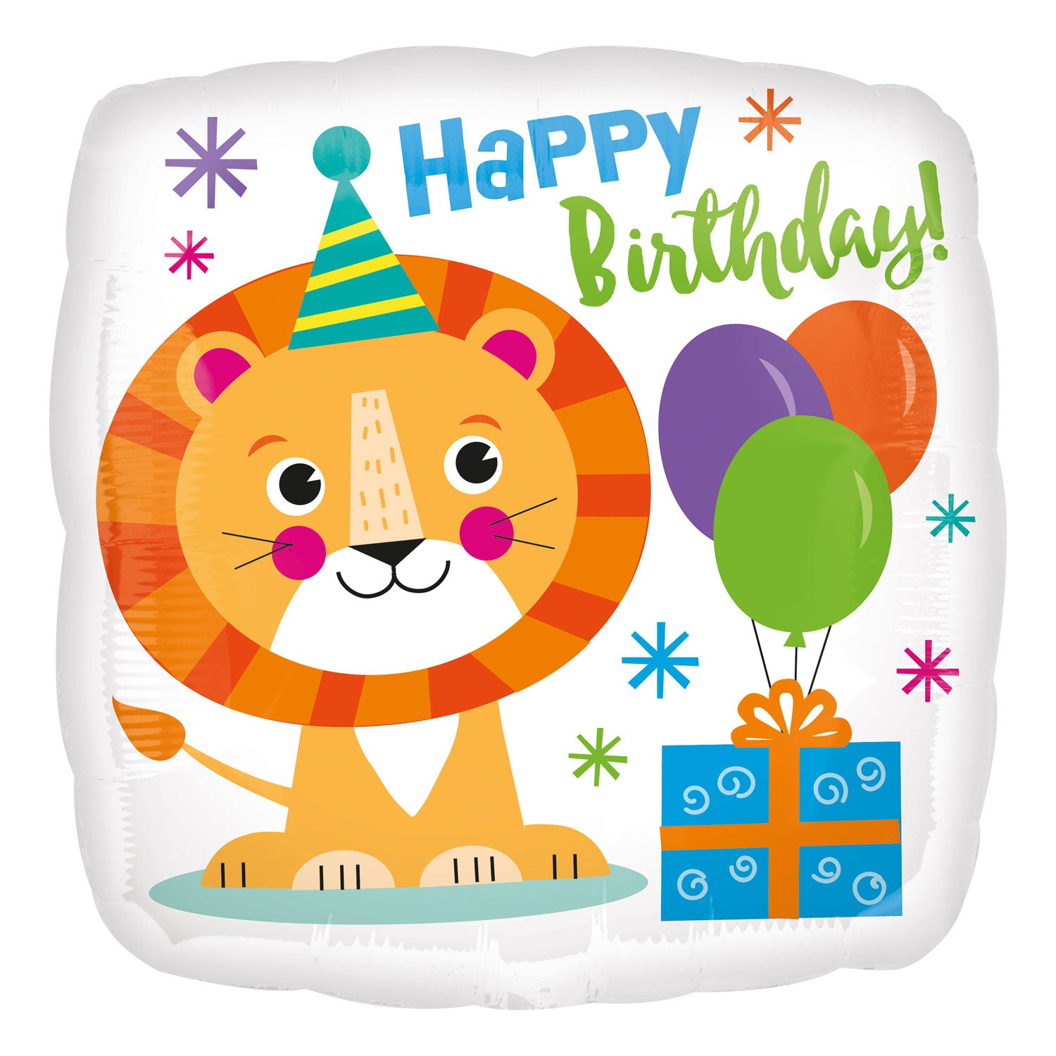 Happy Bday Lion Square 17"