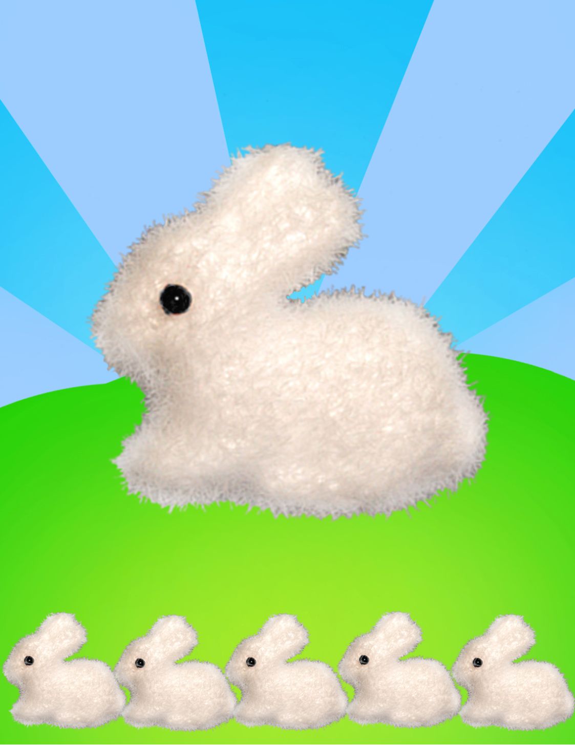 White Fluffy Bunnies 5 Pk