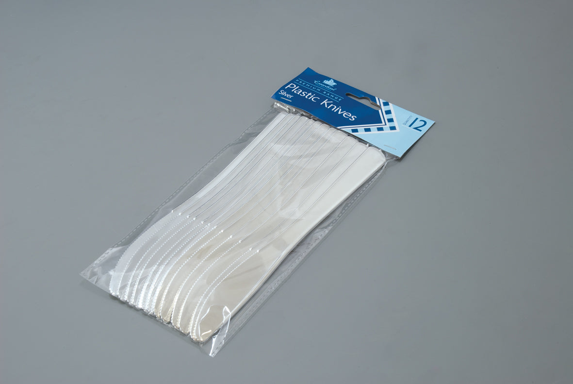 Plastic Silver Knives 12pk