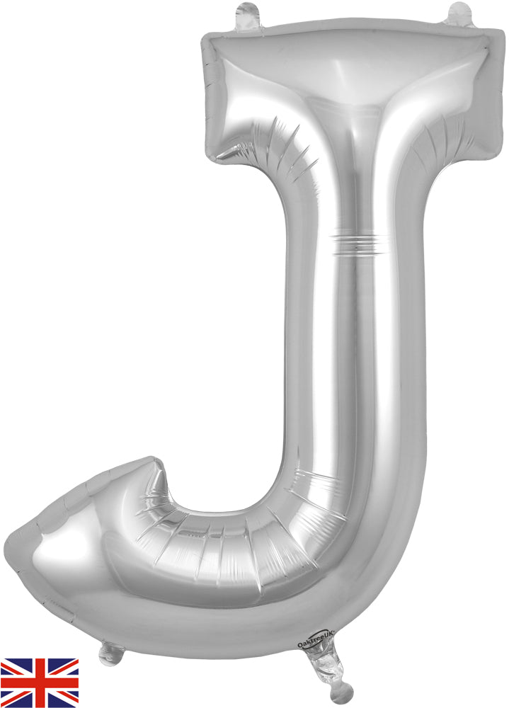 Letter "J" Silver Balloon 34"