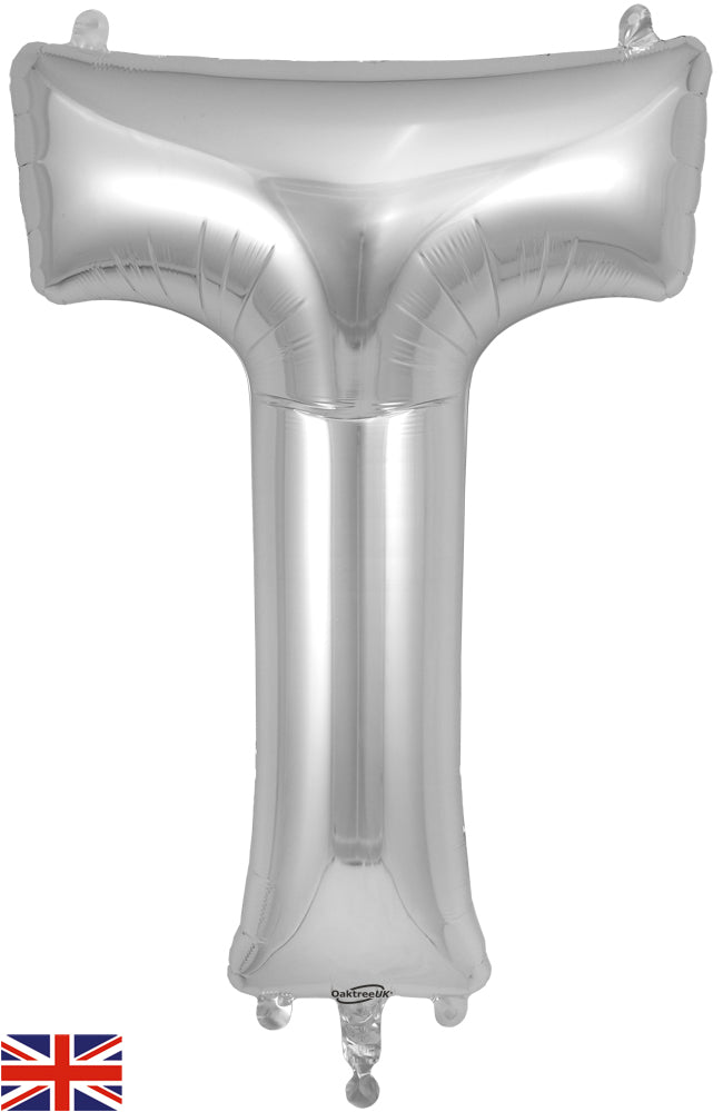 Letter "T" Silver Balloon 34"