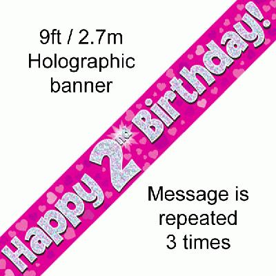 Pink 2nd Birthday Banner 9ft