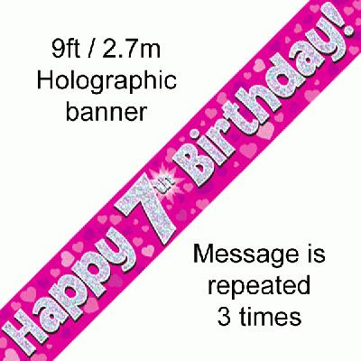 Pink 7th Birthday Banner 9ft