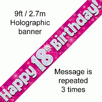 Pink 18th Birthday Banner 9ft