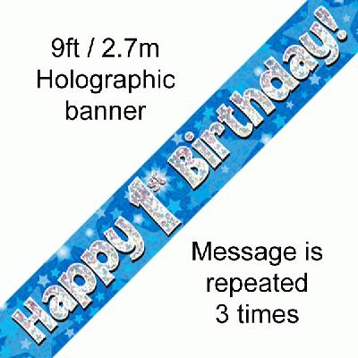 Blue 1st Birthday Banner 9ft