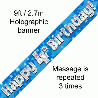 Blue 4th Birthday Banner 9ft