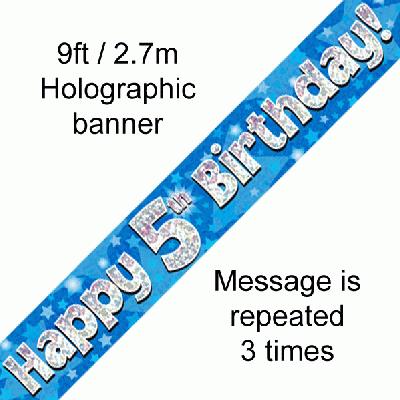Blue 5th Birthday Banner 9ft
