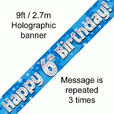 Blue 6th Birthday Banner 9ft