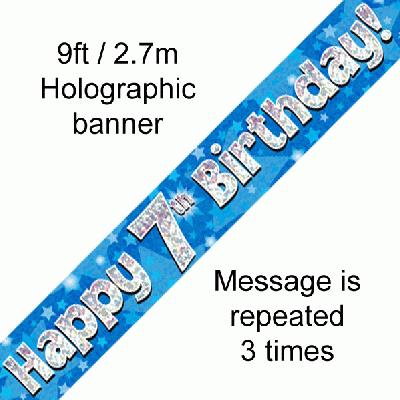 Blue 7th Birthday Banner 9ft
