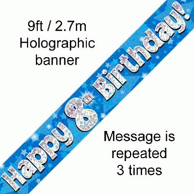 Blue 8th Birthday Banner 9ft
