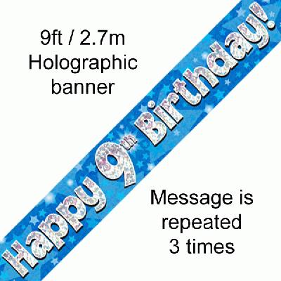 Blue 9th Birthday Banner 9ft