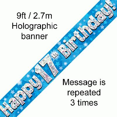 Blue 17th Birthday Banner 9ft