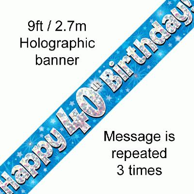 40th Birthday Blue Banner 9f