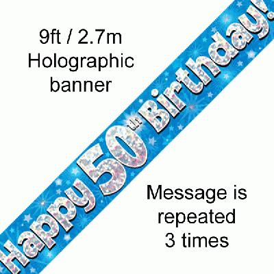 50th Birthday Blue Banner 9f