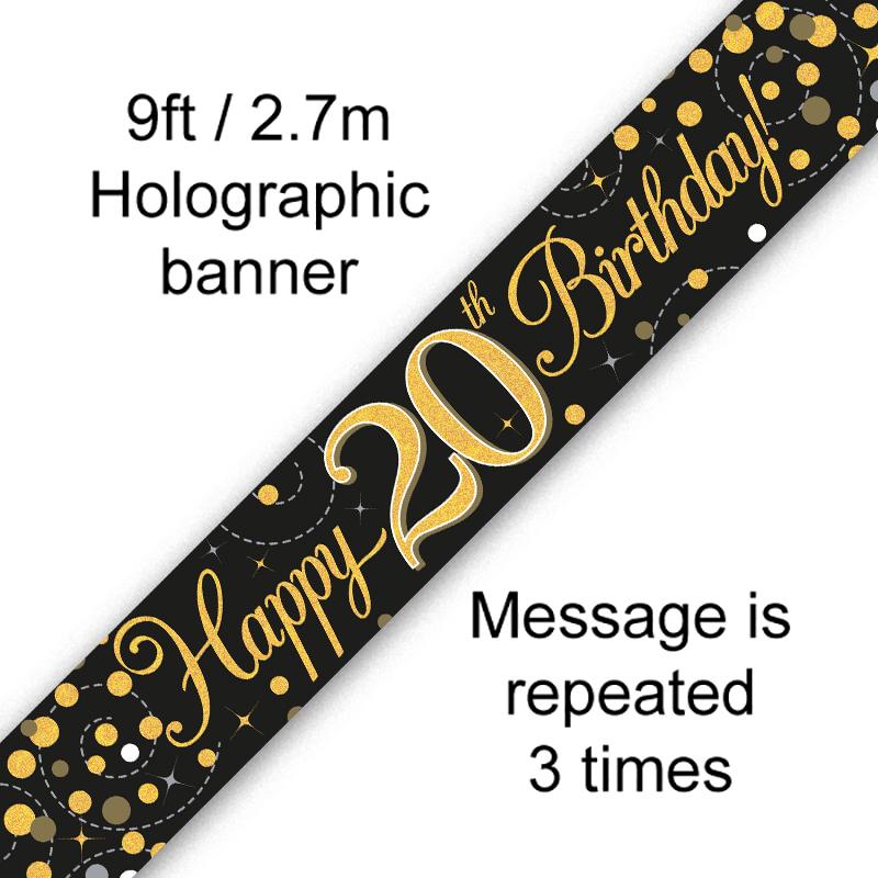 Sparkling Bl/Gold 20th Banner