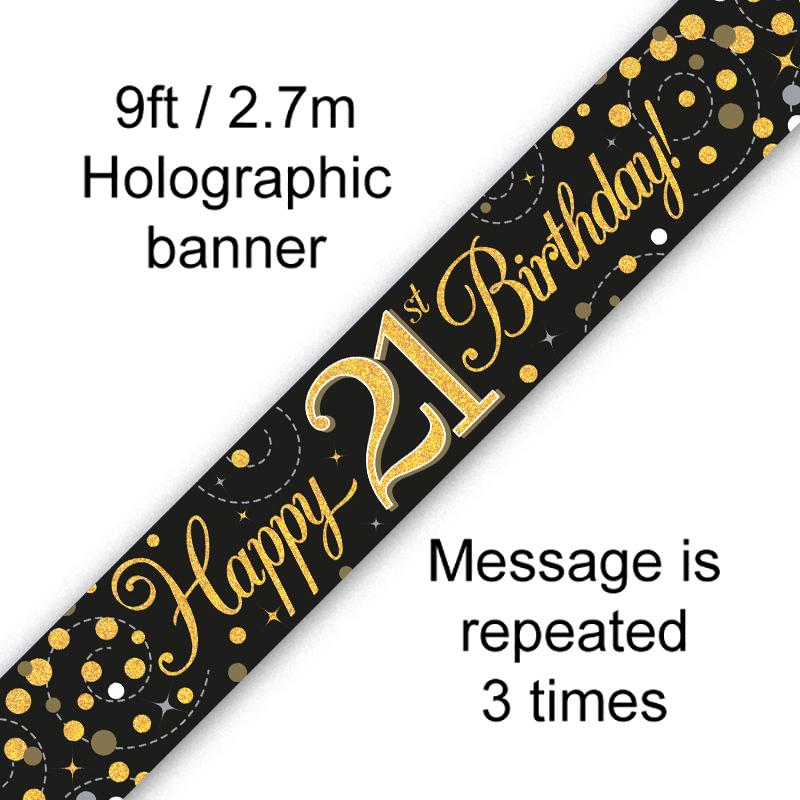 Sparkling Bl/Gold 21st Banner
