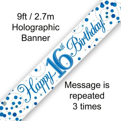 Banner 16th Birthday Fizz Blue