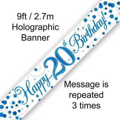 Banner 20th Birthday Fizz Blue