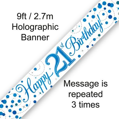 Banner 21st Birthday Fizz Blue