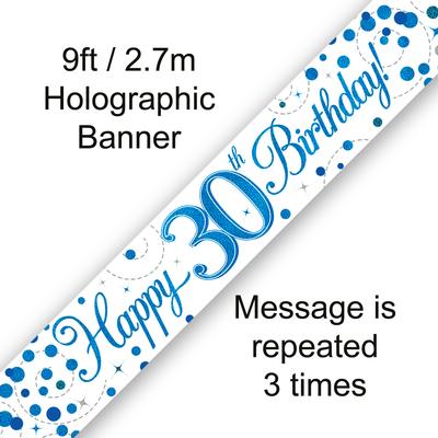 Banner 30th Birthday Fizz Blue
