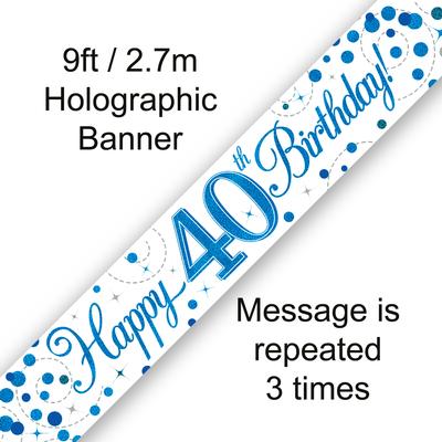 Banner 40th Birthday Fizz Blue