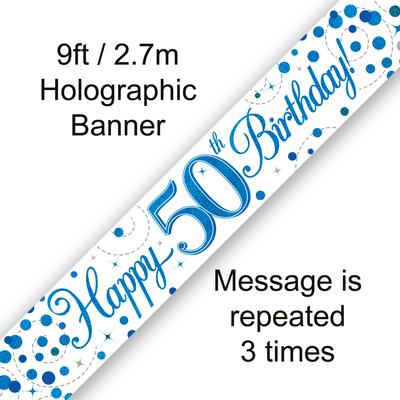 Banner 50th Birthday Fizz Blue
