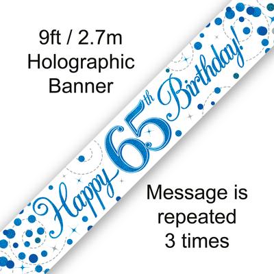 Banner 65th Birthday Fizz Blue