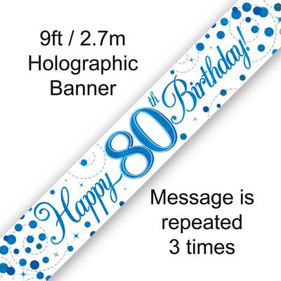 Banner 80th Birthday Fizz Blue
