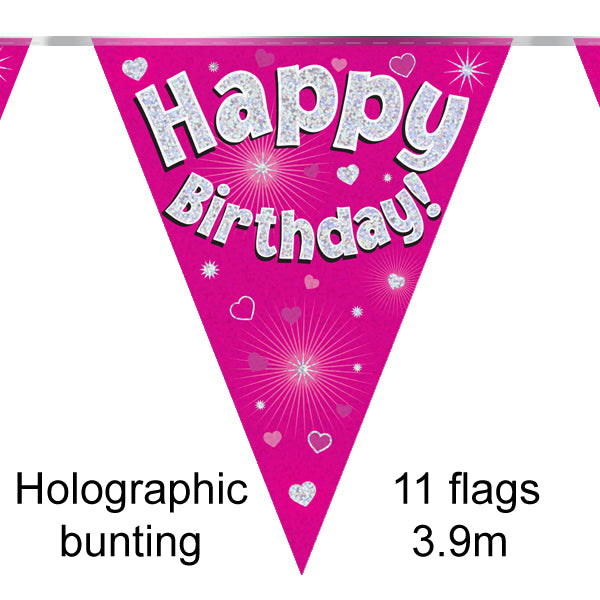 Birthday Pink Bunting 3.9m
