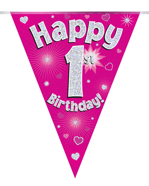 1st Birthday Pink Bunting 3.9m
