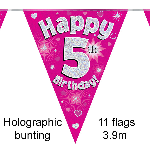 5th Birthday Pink Bunting 3.9m
