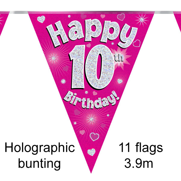 10th Bday Pink Bunting 3.9m
