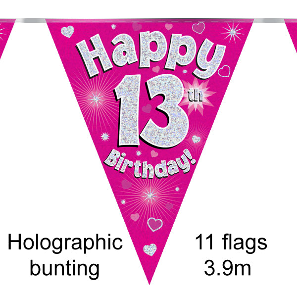 13th Bday Pink Bunting 3.9m