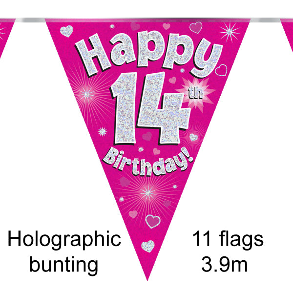 14th Bday Pink Bunting 3.9m