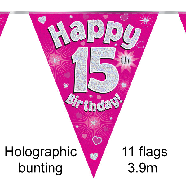 15th Bday Pink Bunting 3.9m