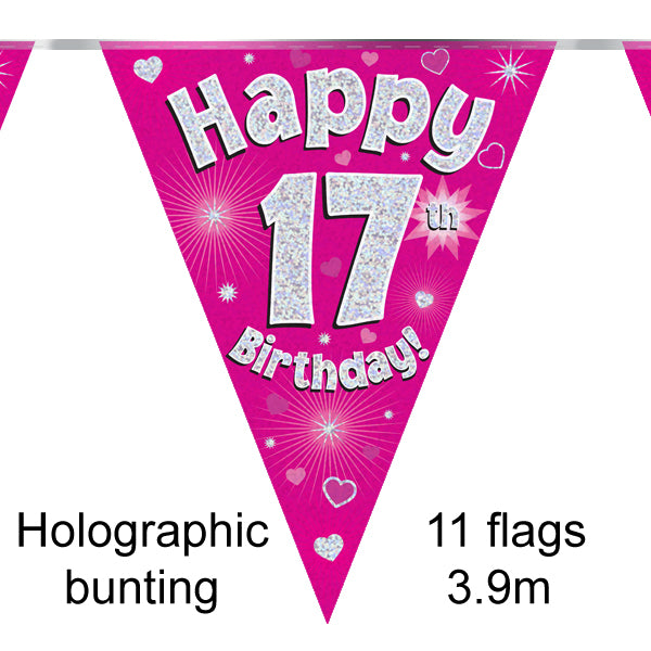 17th Bday Pink Bunting 3.9m