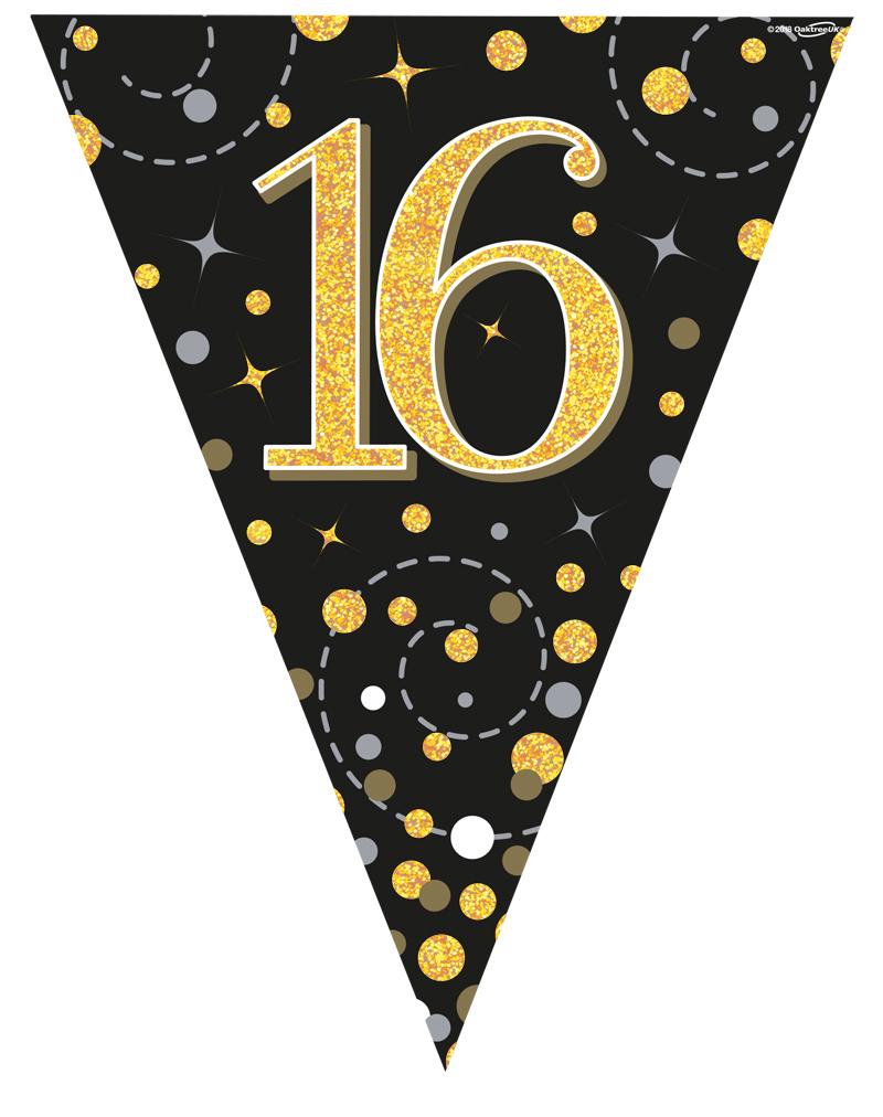Sparkling Bl/Gold 16 bunting