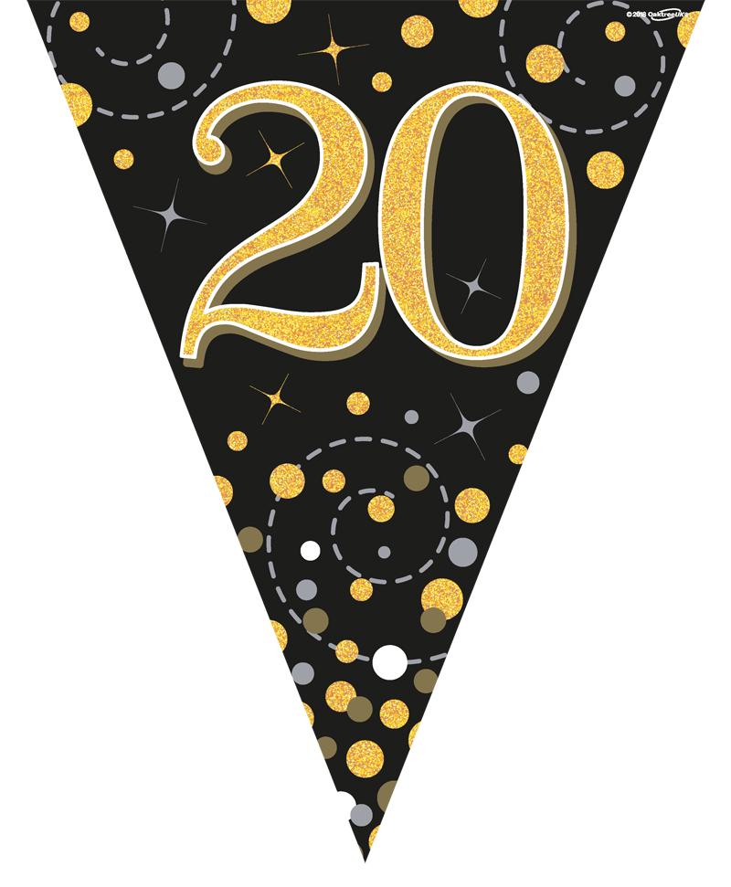 Sparkling Bl/Gold 20 bunting