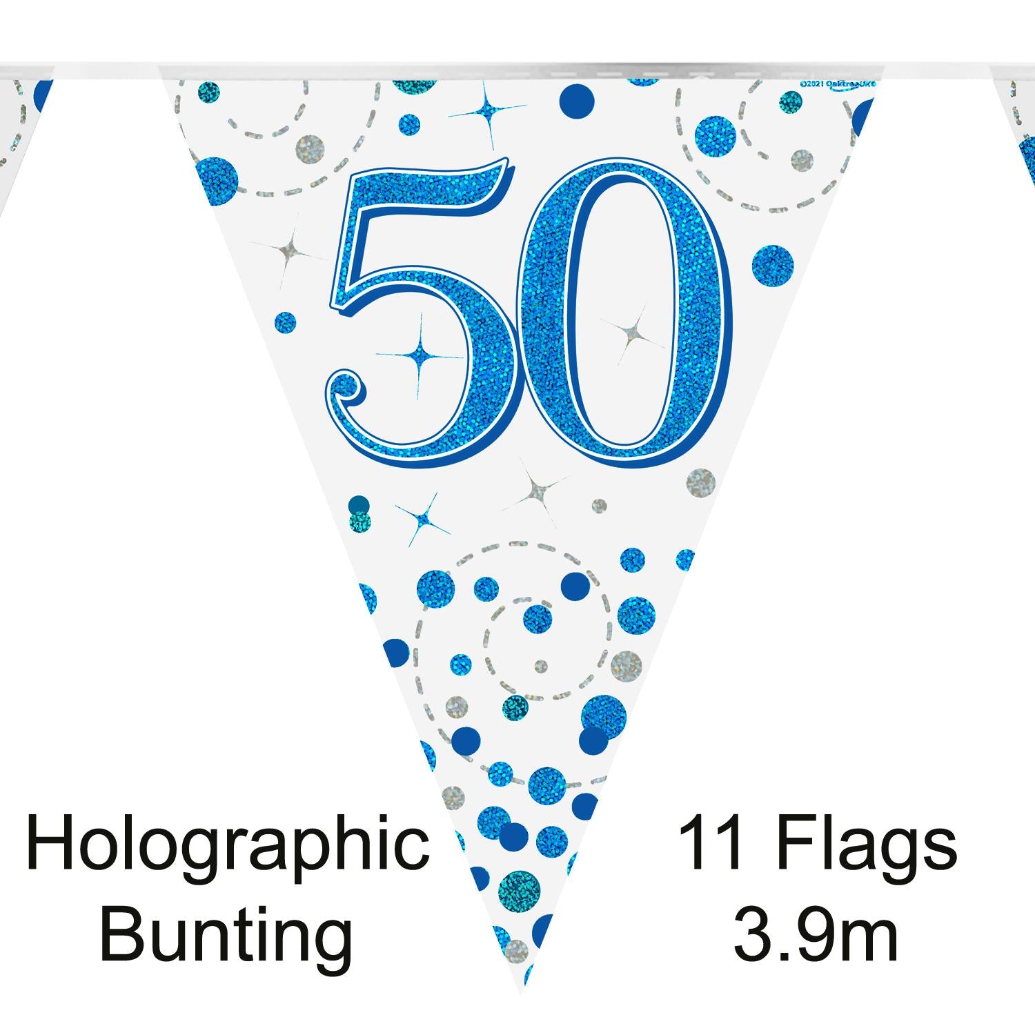 Fizz 50 Bday Blue Bunting 3.9m