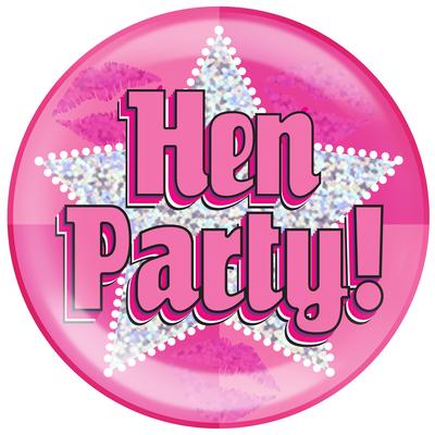 Hen Party Large Badge Pink 6"